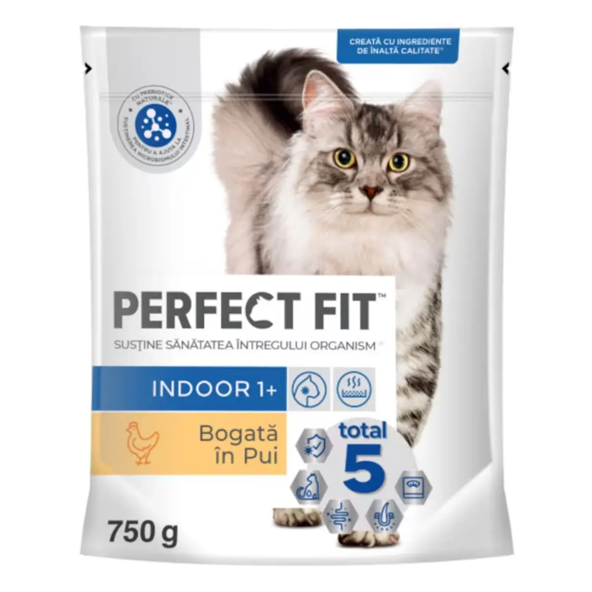 PERFECT FIT Cat Indoor 1+, Pui, hrana uscata pisici, 750g