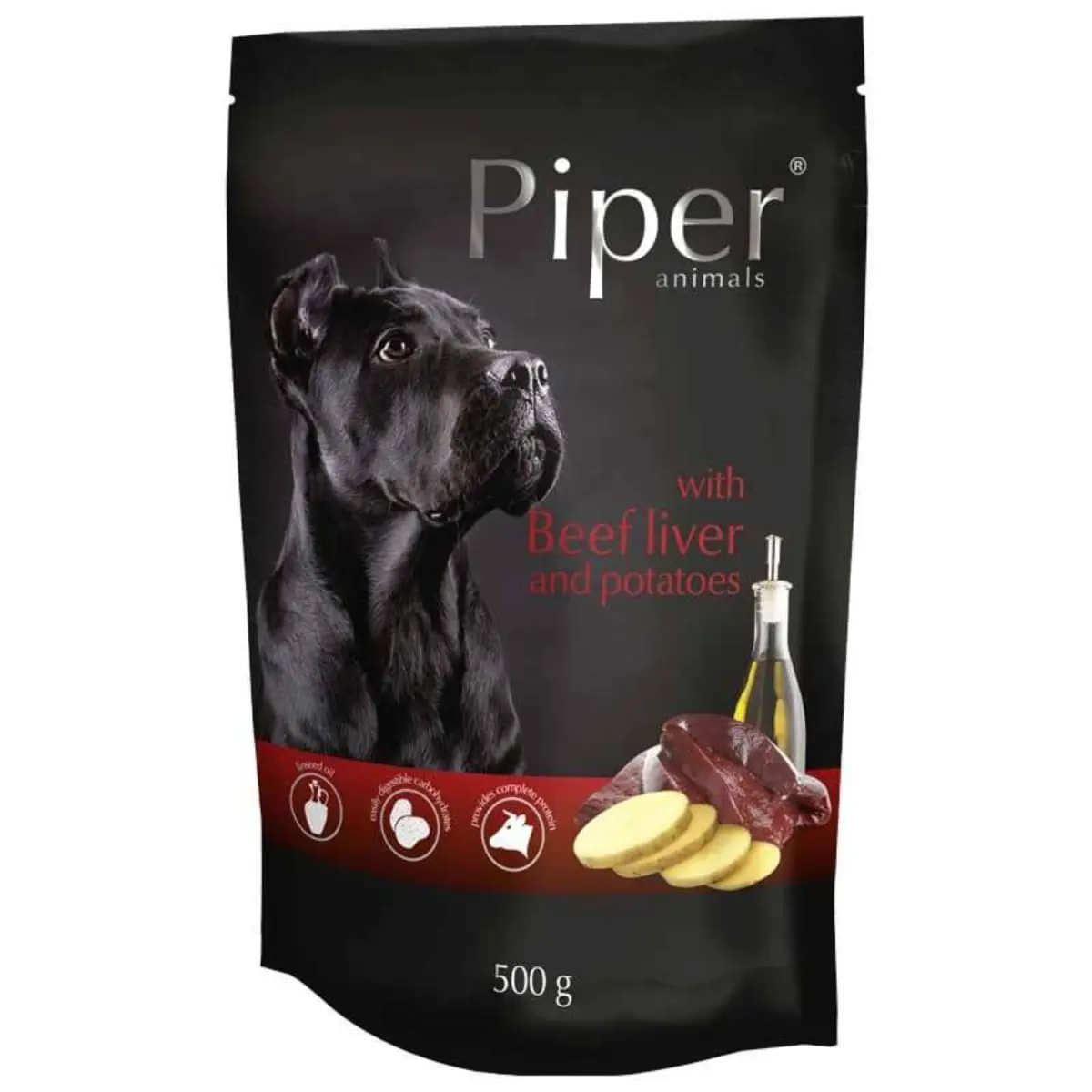 PIPER Animals, XS-XL, Ficat  de Vita si Cartofi, plic hrana umeda fara cereale caini, (in aspic), 500g - Image 2