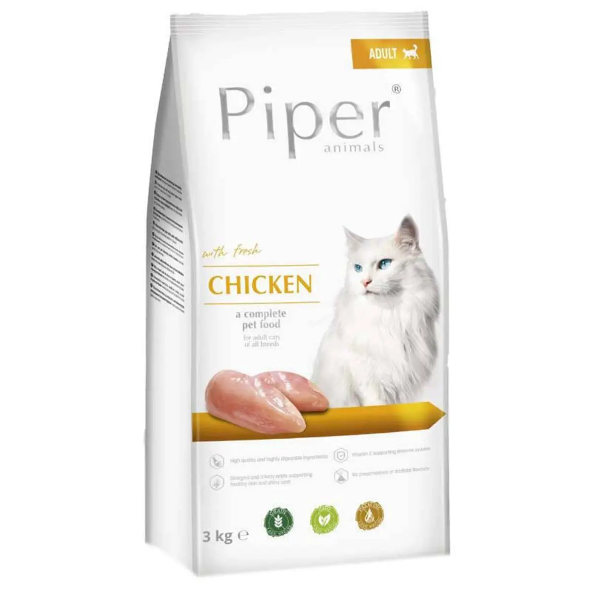 PIPER Animals, Pui, hrana uscata fara cereale pisici, 3kg