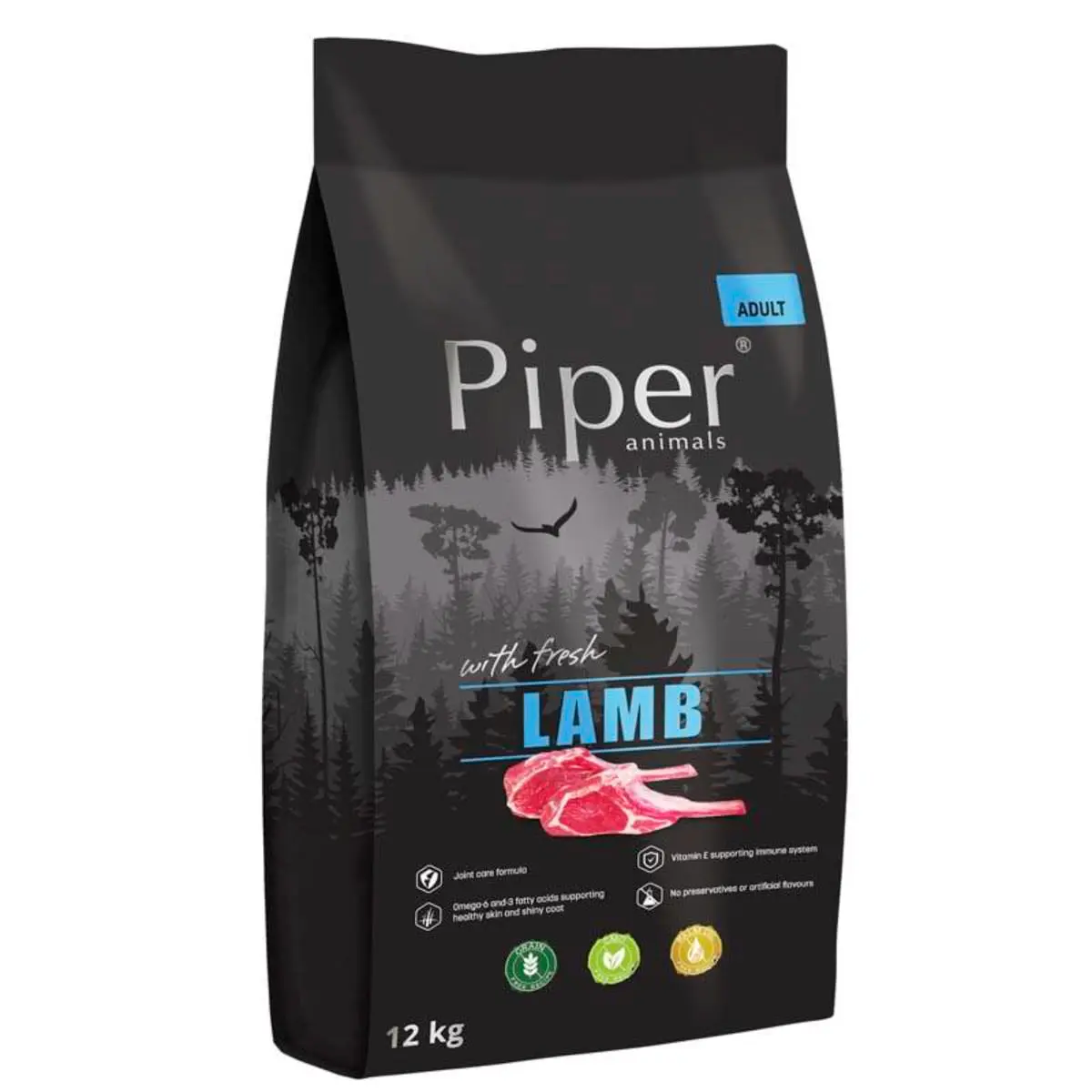 PIPER Animals, XS-XL, Miel, hrana uscata fara cereale caini, 12kg