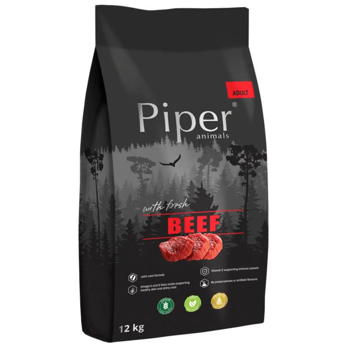 PIPER Animals, XS-XL, Vita, hrana uscata fara cereale caini, 12kg
