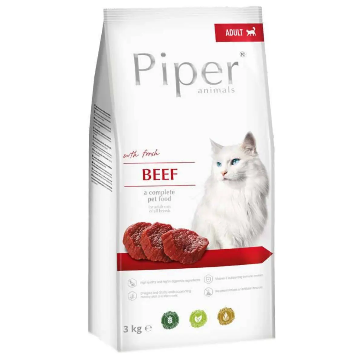 PIPER Animals, Vita, hrana uscata fara cereale pisici, 3kg
