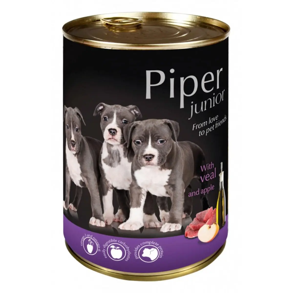 PIPER Junior, XS-XL, Vitel si Mar, conserva hrana umeda fara cereale caini junior, (in aspic), 400g - Image 2