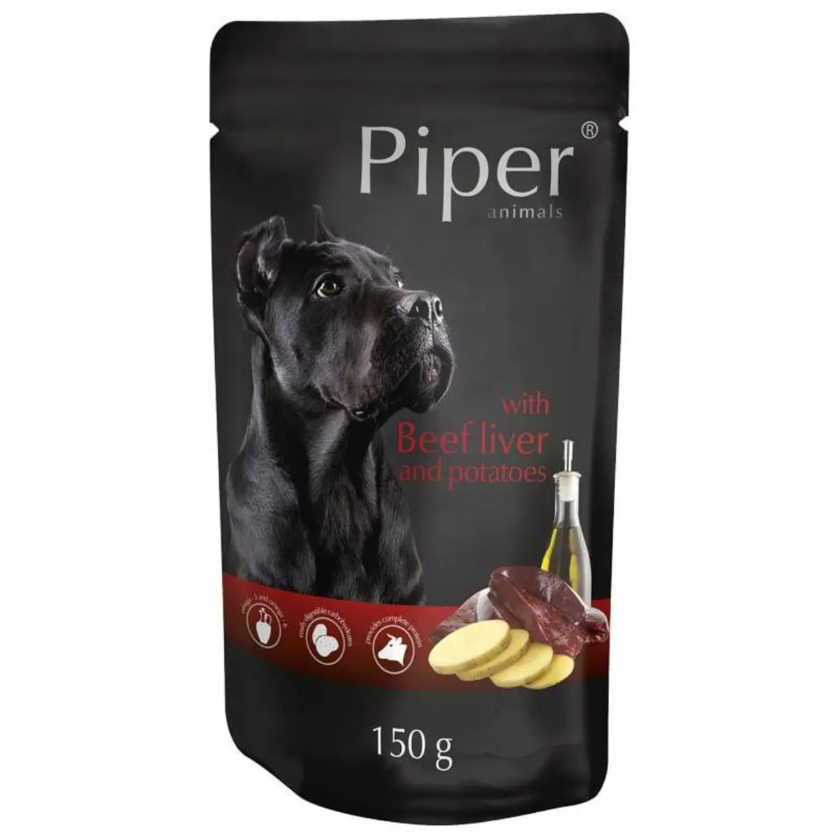 PIPER Animals, XS-XL, Ficat de Vita si Cartofi, plic hrana umeda fara cereale caini, (in aspic), 150g