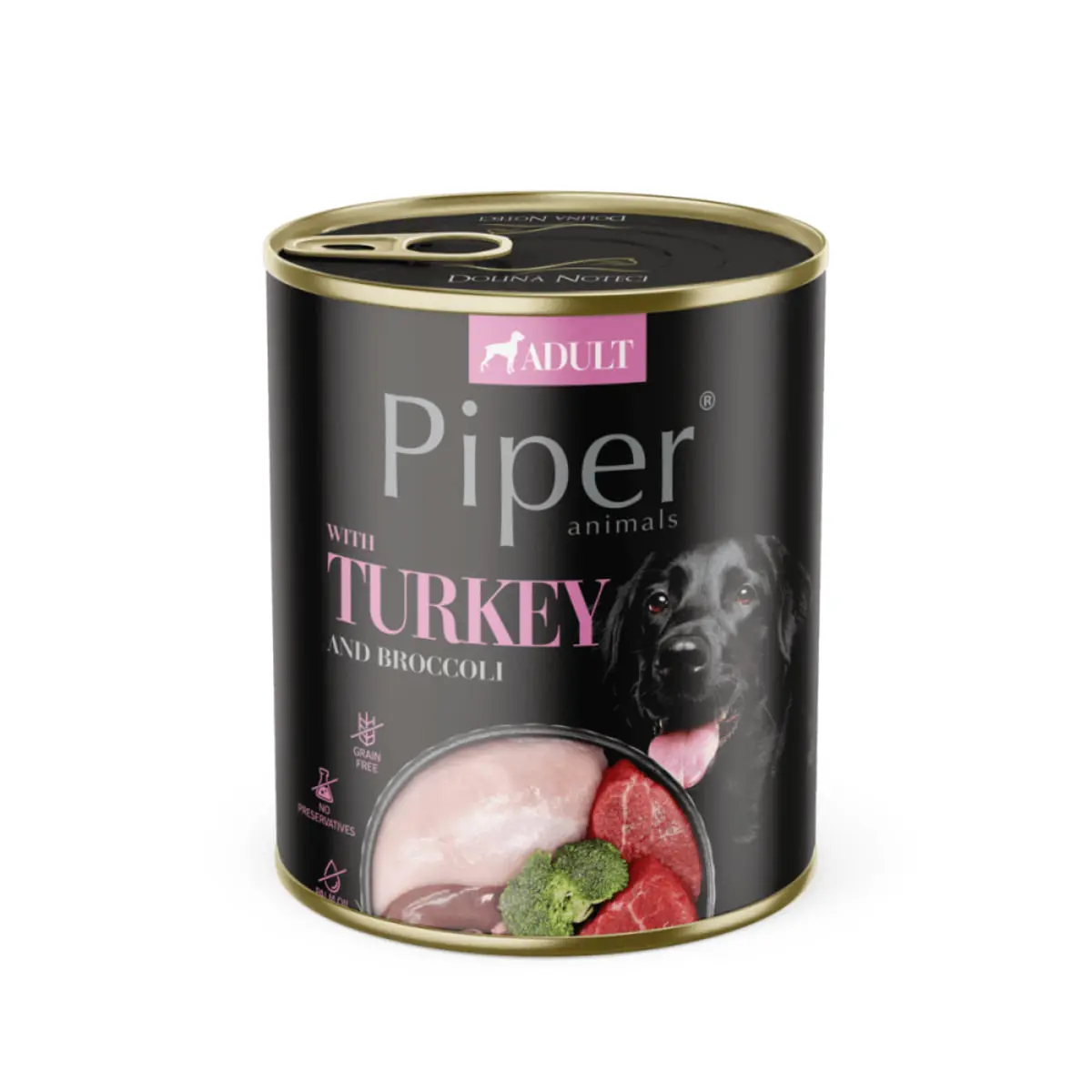 PIPER Animals, XS-XL, Curcan si Broccoli, conserva hrana umeda fara cereale caini, (in aspic), 800g