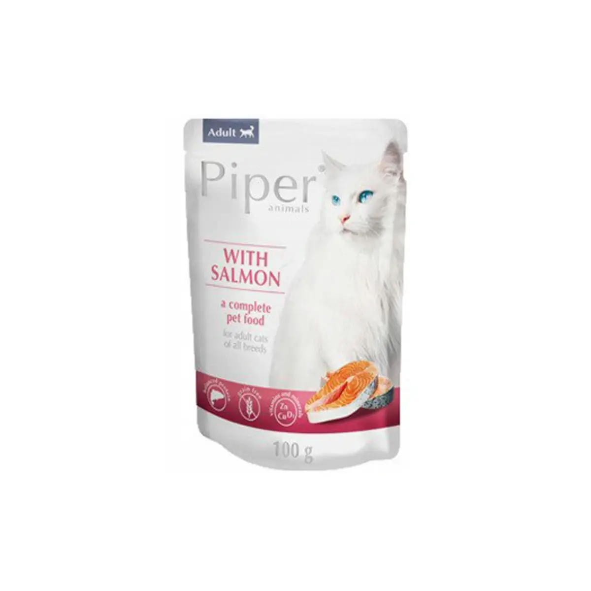 PIPER Animals, Somon, plic hrana umeda fara cereale pisici, (in aspic), 100g - Image 2