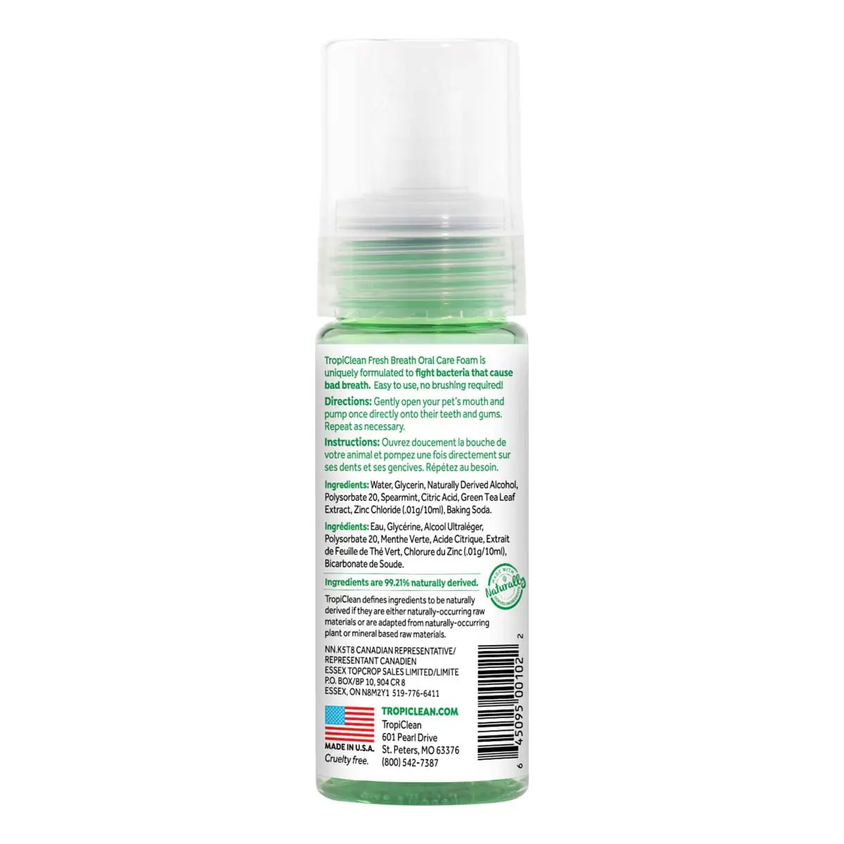 Spuma Improspatare Respiratie TropiClean Oral Care Dogs, 133 ml - Image 3