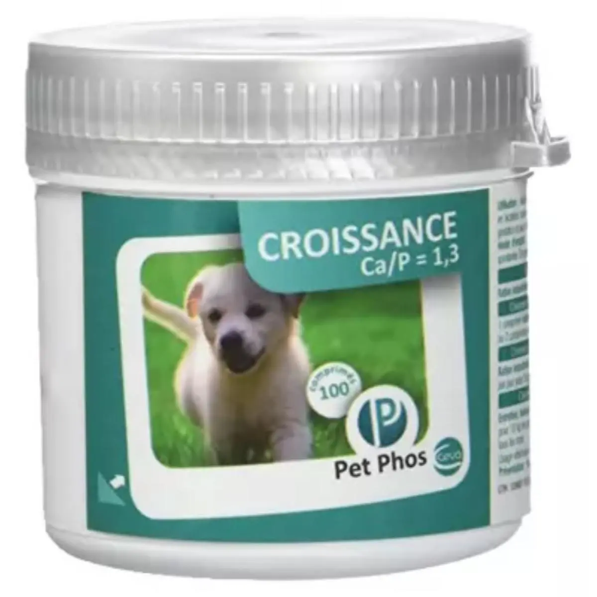 PET PHOS Croissance Ca/P=1.3, XS-S, supliment sistem osos caini junior, flacon, 100 comprimate