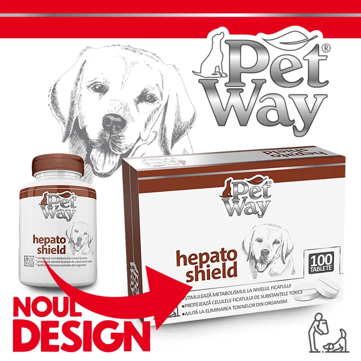 PETWAY Hepato Shield, XS-XL, supliment sistem hepatic caini, cutie, 100 comprimate - Image 2