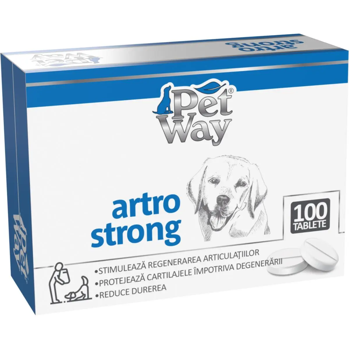 PETWAY Artro Strong, XS-XL, supliment sistem articular caini, cutie, 100 comprimate - Image 3