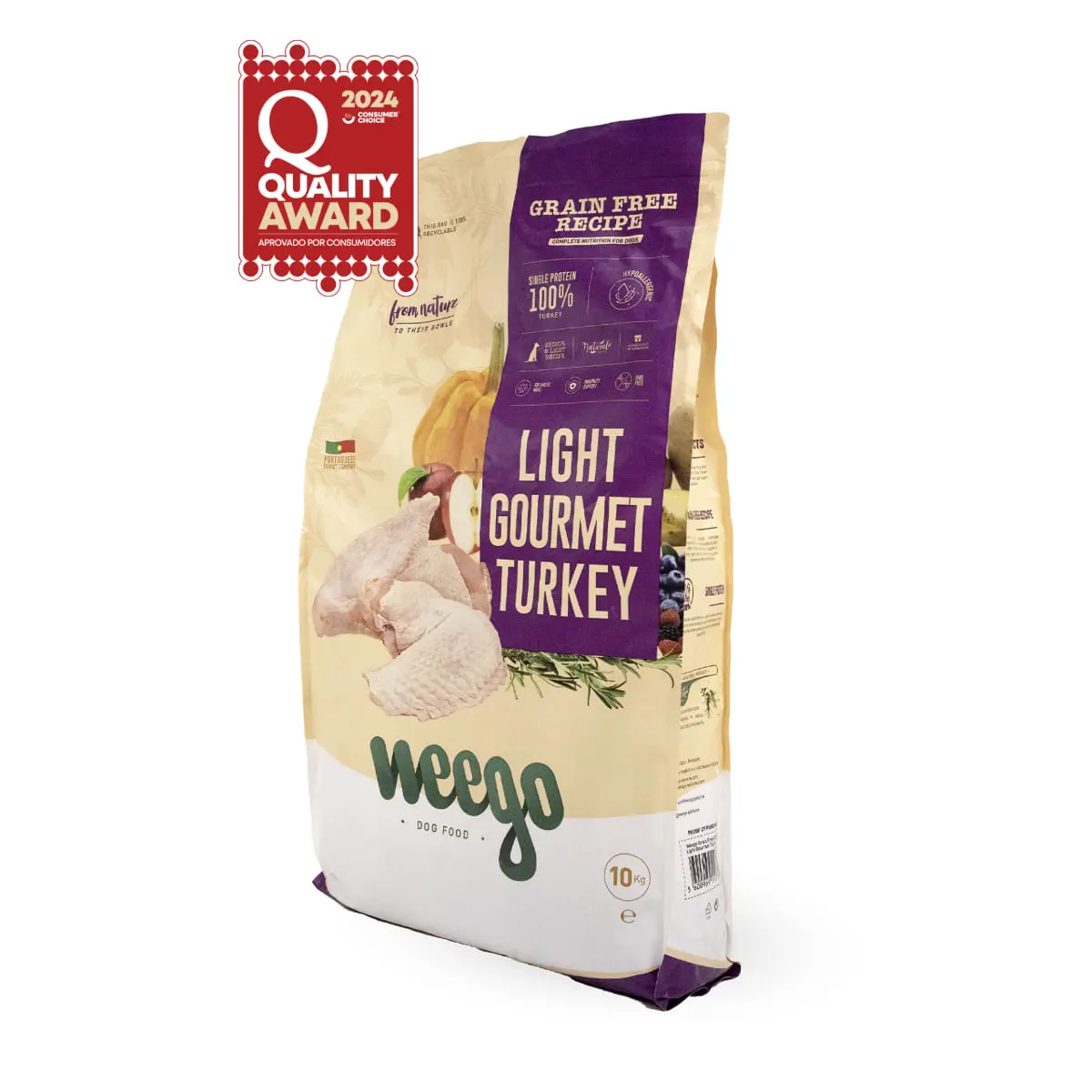 WEEGO Light Gourment Turkey, XS-XL, Curcan, hrana uscata monoproteica fara cereale caini senior, obezitate, 10kg