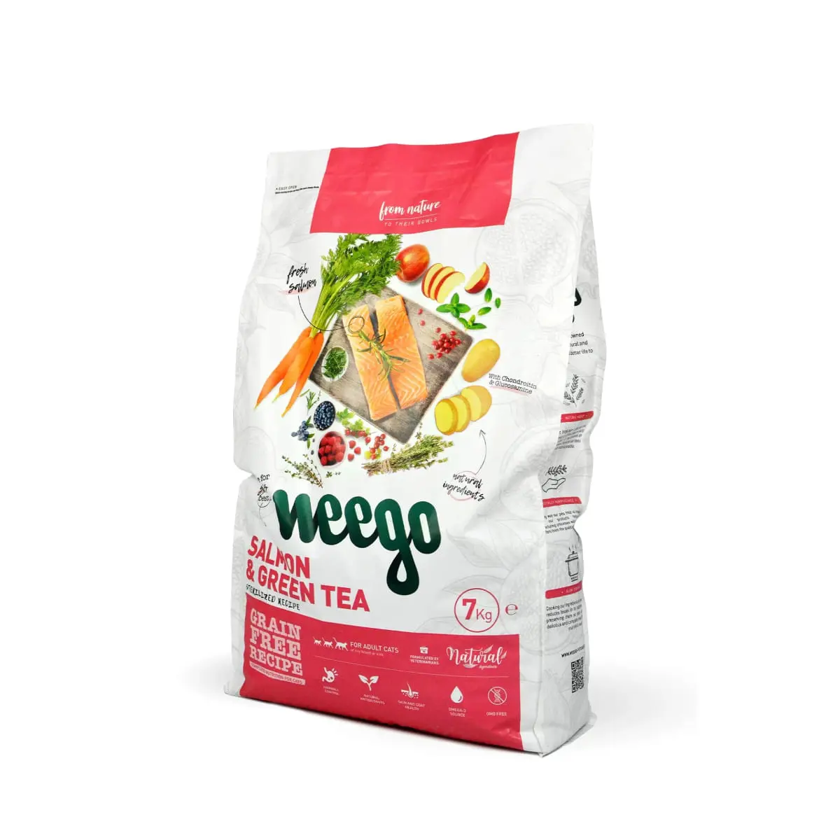 WEEGO Sterlised, Somon si Ceai verde, hrana uscata fara cereale pisici sterilizate, 7kg