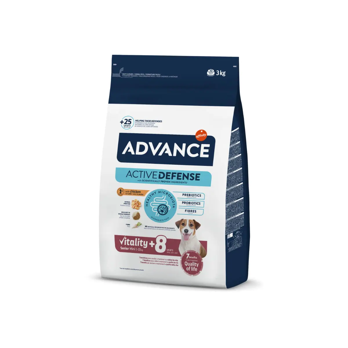 ADVANCE Vitality +7 Mini, XS-S, Pui, hrana uscata caini senior, 3kg