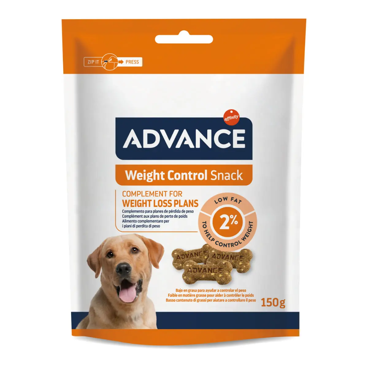 ADVANCE Weigth Control Snack, XS-XL, punguta recompense caini, obezitate, 150g