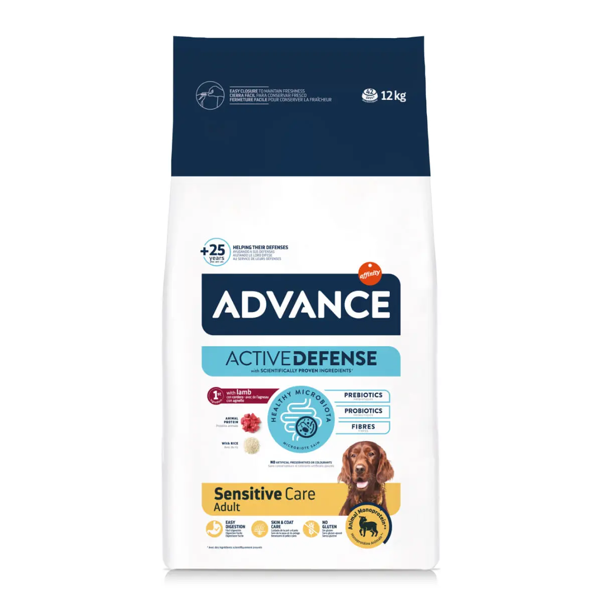 ADVANCE Sensitive Care, XS-XL, Miel si Orez, hrana uscata caini, sistem digestiv, 12kg