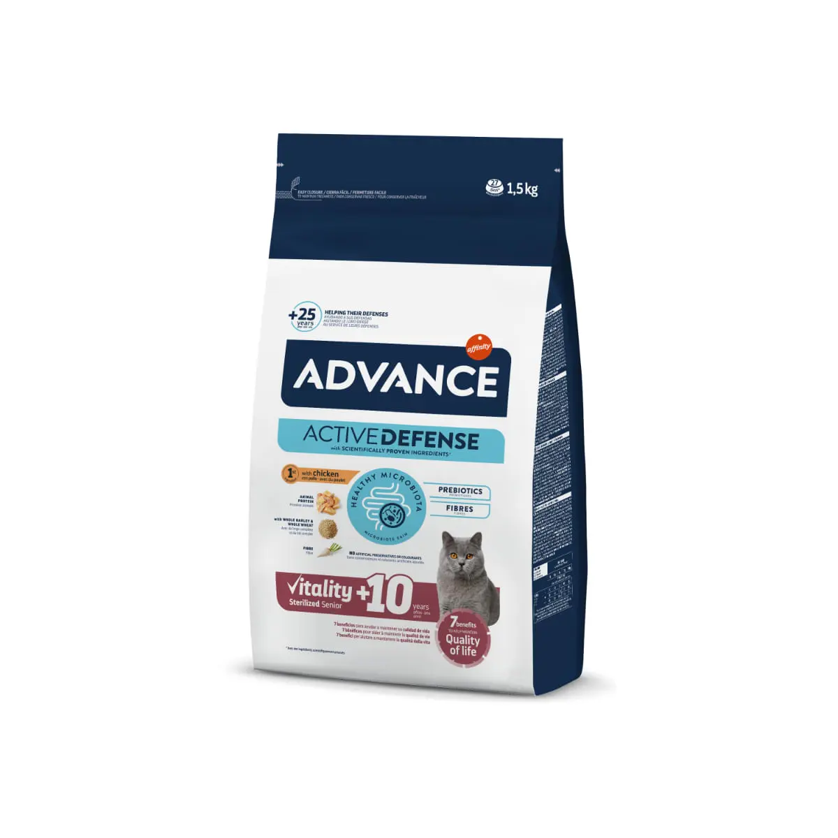 ADVANCE Vitality +10 Sterilised, Pui, hrana uscata pisici sterilizate senior, 1.5kg