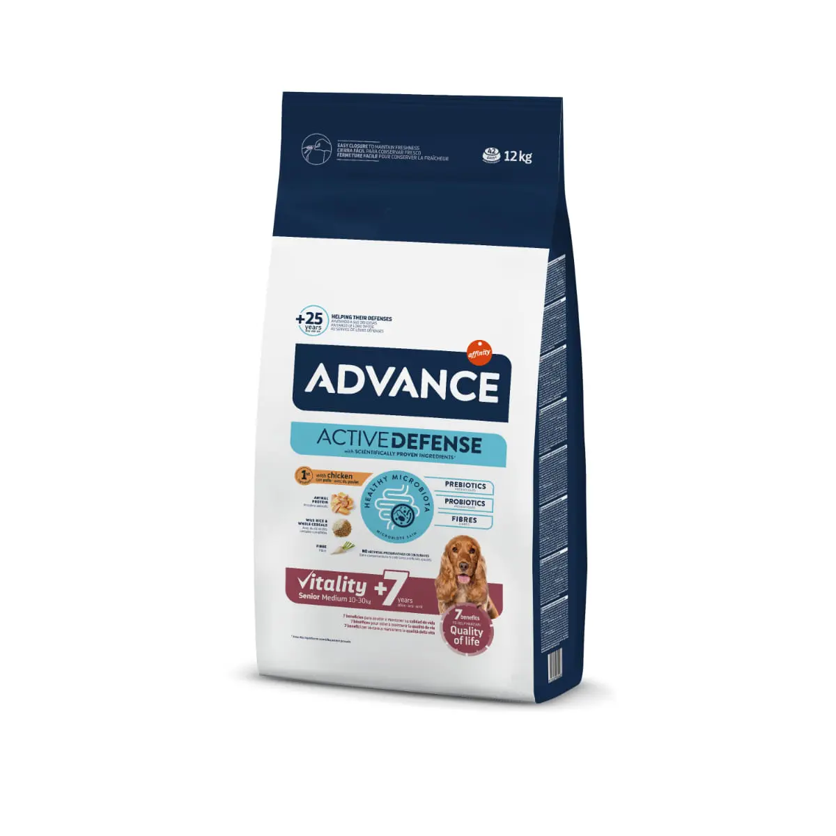 ADVANCE Vitality +7 Medium, M, Pui, hrana uscata caini senior, 12kg