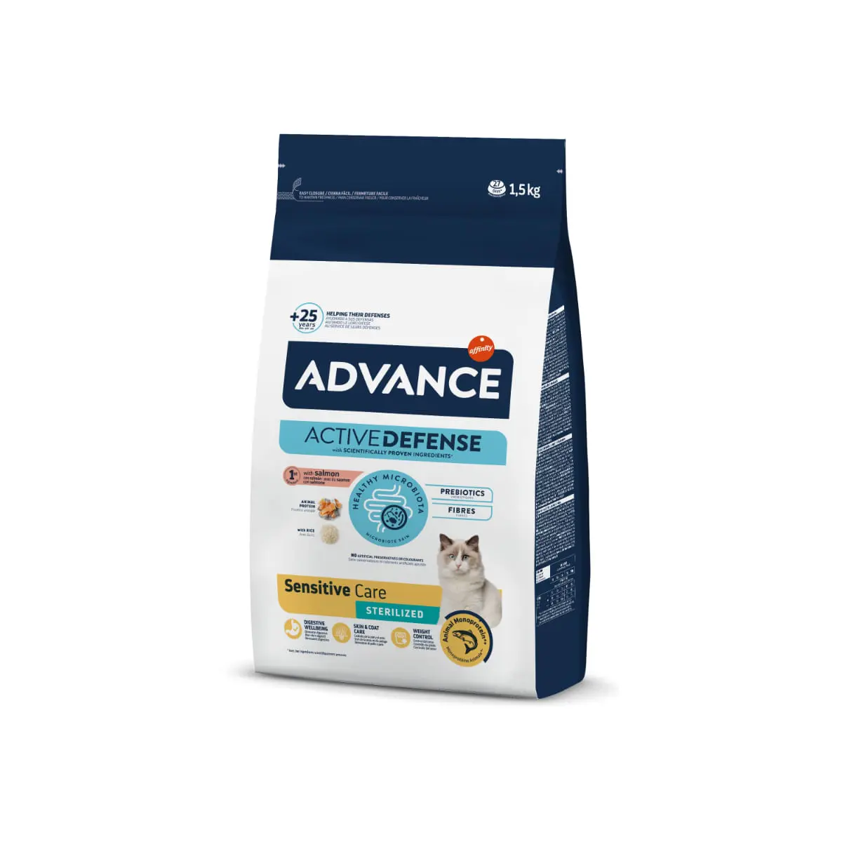 ADVANCE Sensitive Care Sterilised, Somon, hrana uscata pisici sterilizate, sistem digestiv, 1.5kg - Image 2