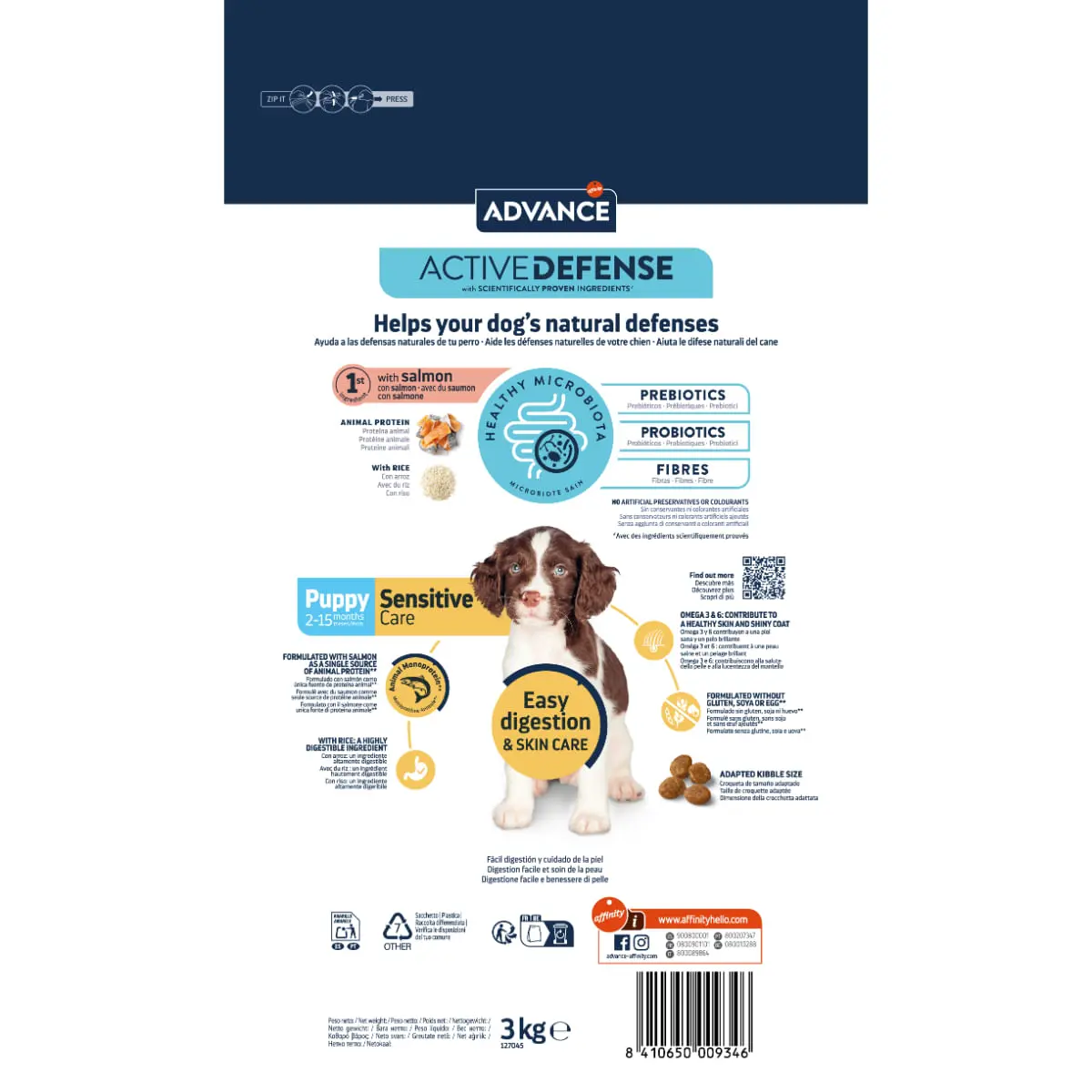 ADVANCE Sensitive Care Mini, XS-S, Somon, hrana uscata caini, sistem digestiv, 3kg - Image 3