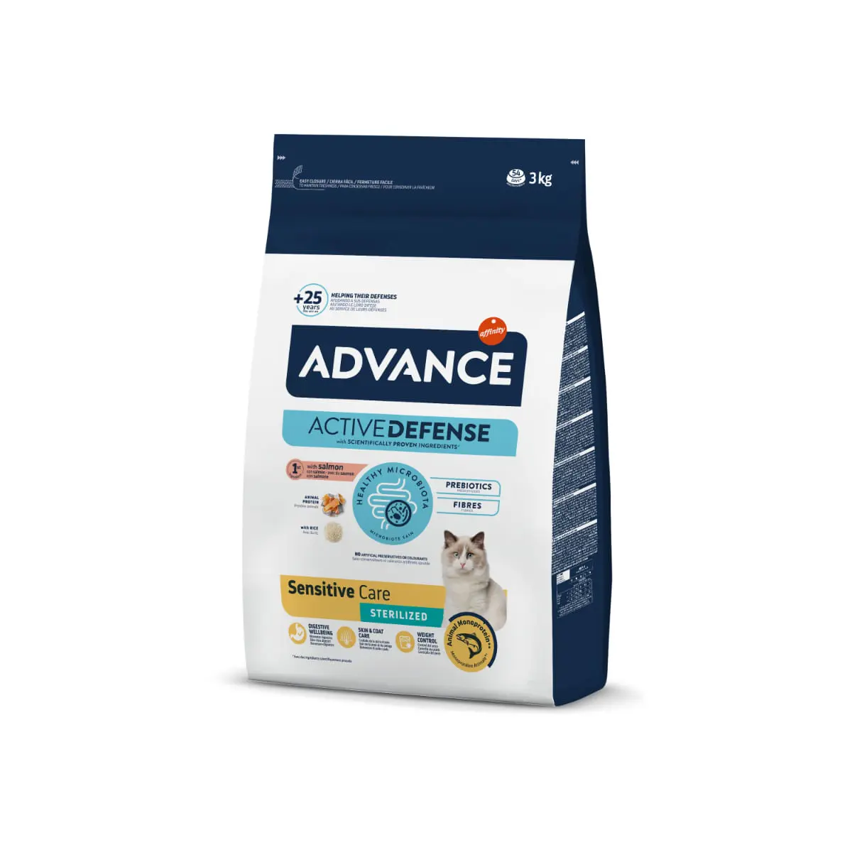 ADVANCE Sensitive Care Sterilised, Somon, hrana uscata pisici sterilizate, sistem digestiv, 3kg - Image 2