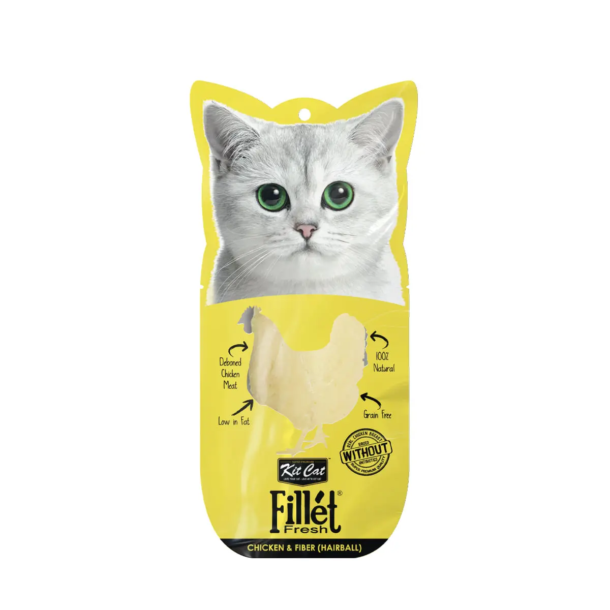 KIT CAT Fillet Fresh Hairball, Pui, plic recompense fara cereale pisici, limitarea ghemurilor de blana, 30g - Image 2
