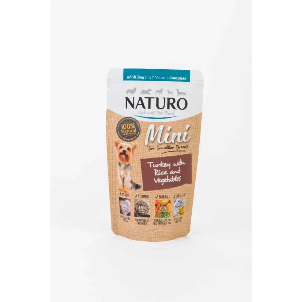 NATURO Mini, XS-S, Curcan si Orez, plic hrana umeda caini, (in suc propriu), 150g