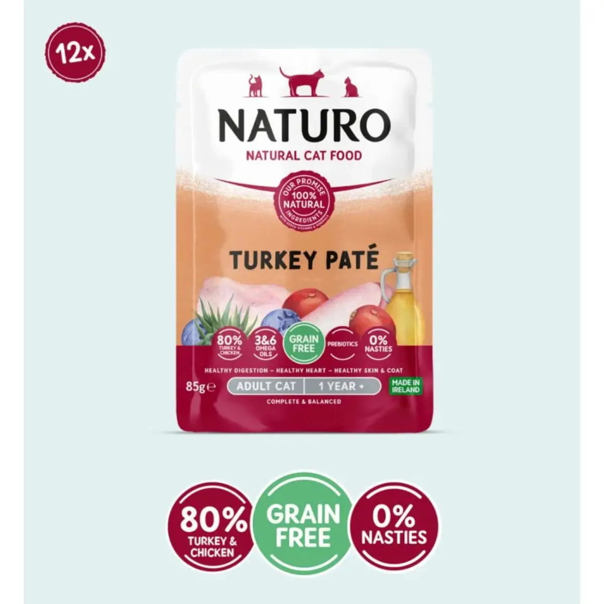 NATURO, Curcan, plic hrana umeda fara cereale pisici, (pate), 85g
