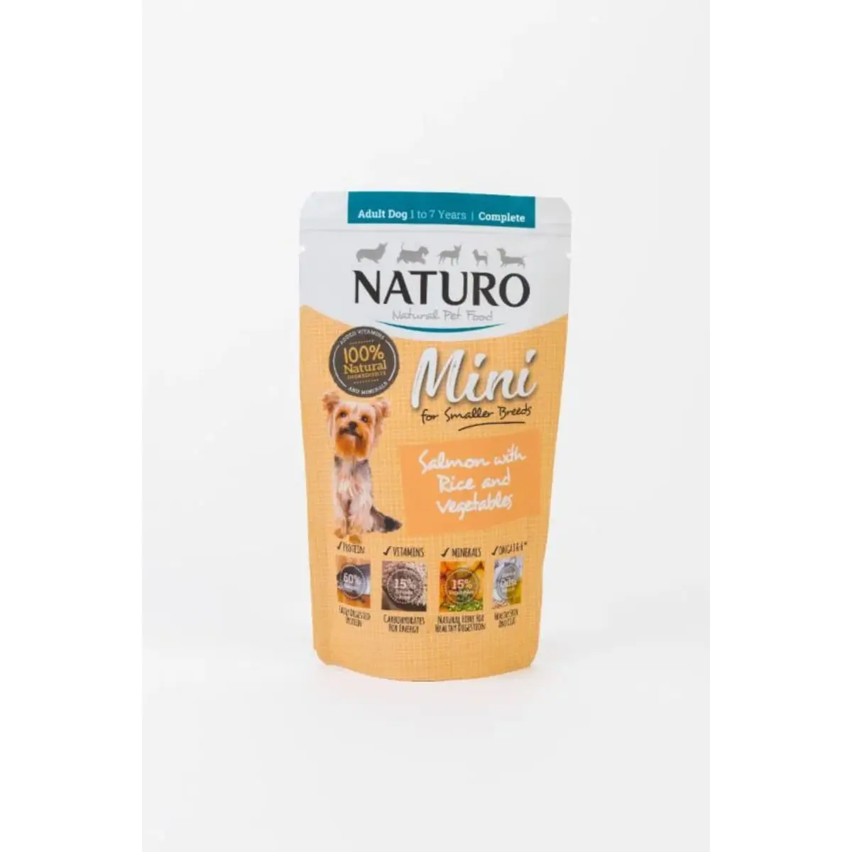 NATURO Mini, XS-S, Somon si Orez, plic hrana umeda caini, (in suc propriu), 150g
