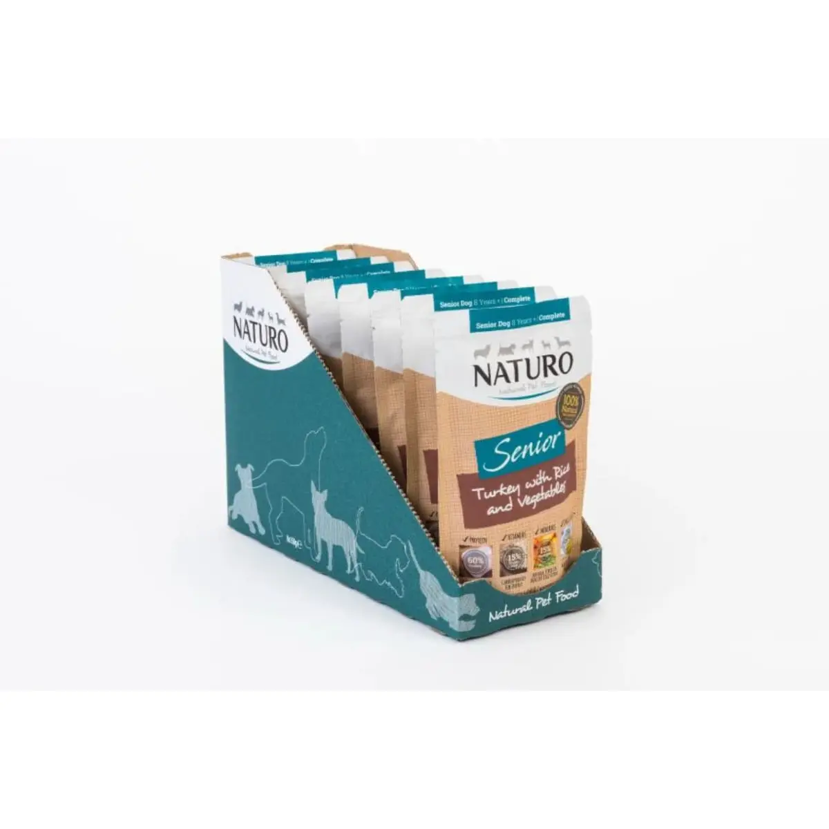 NATURO Senior, XS-XL, Curcan si Orez, plic hrana umeda caini senior, (in suc propriu), 150g - Image 5