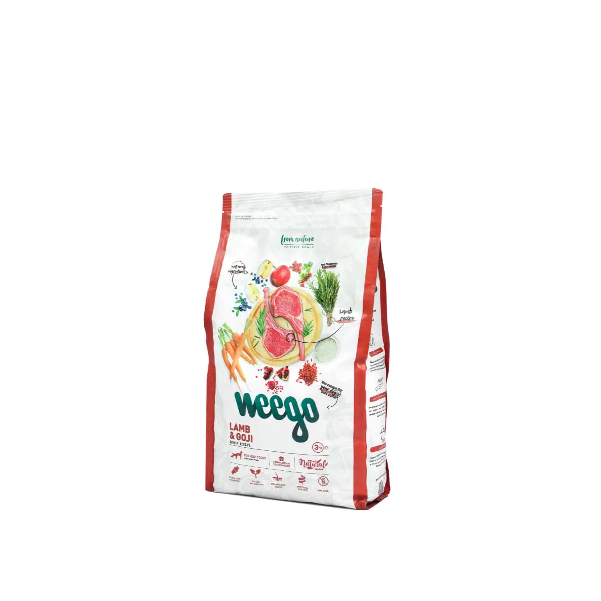 WEEGO, XS-XL, Miel si Goji, hrana uscata caini, 3kg