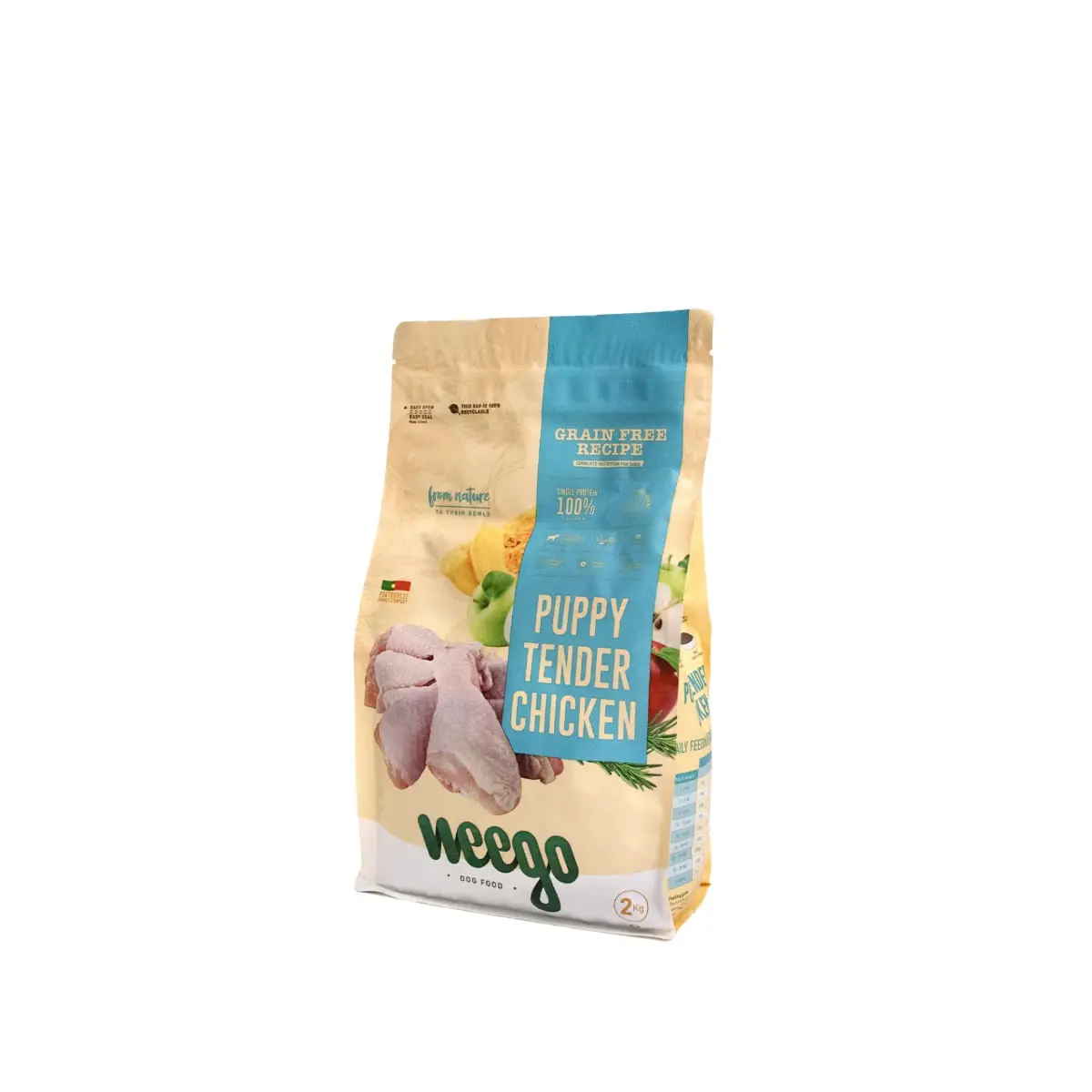 WEEGO Puppy Tender Chicken, XS-XL, Pui, hrana uscata fara cereale caini junior, 2kg - Image 2