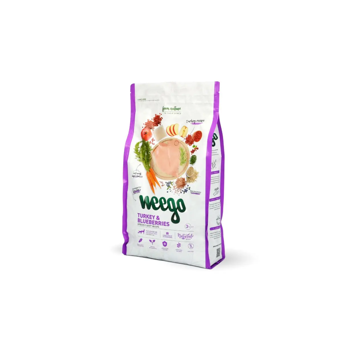 WEEGO Senior & Light Recipe, XS-XL, Curcan si afine, hrana uscata caini senior, obezitate, 3kg