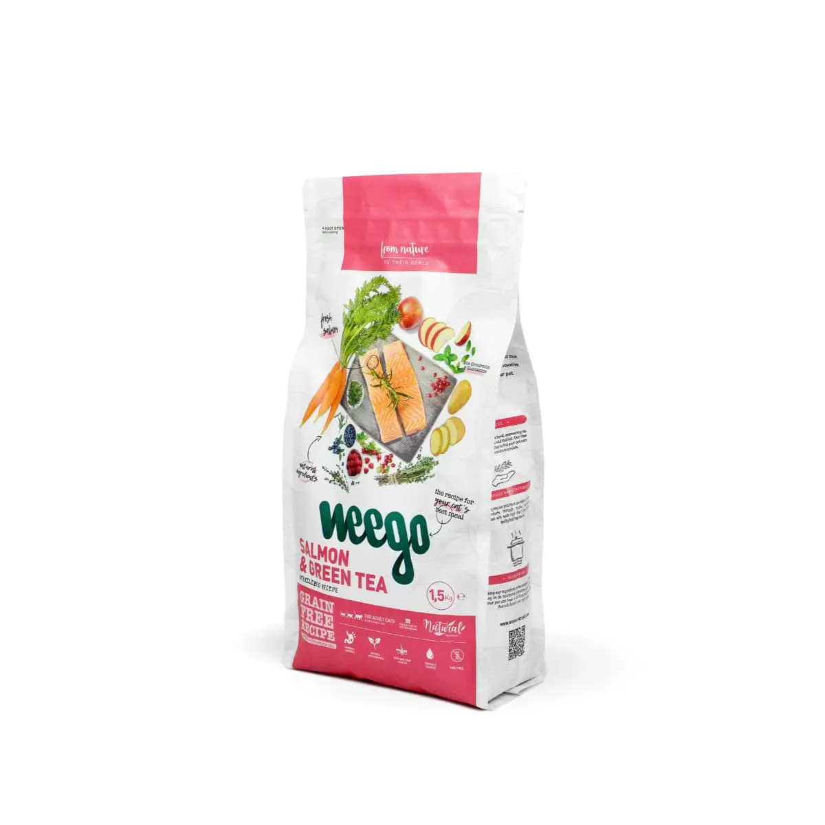 WEEGO Sterlised, Somon si Ceai verde, hrana uscata fara cereale pisici sterilizate, 1.5kg