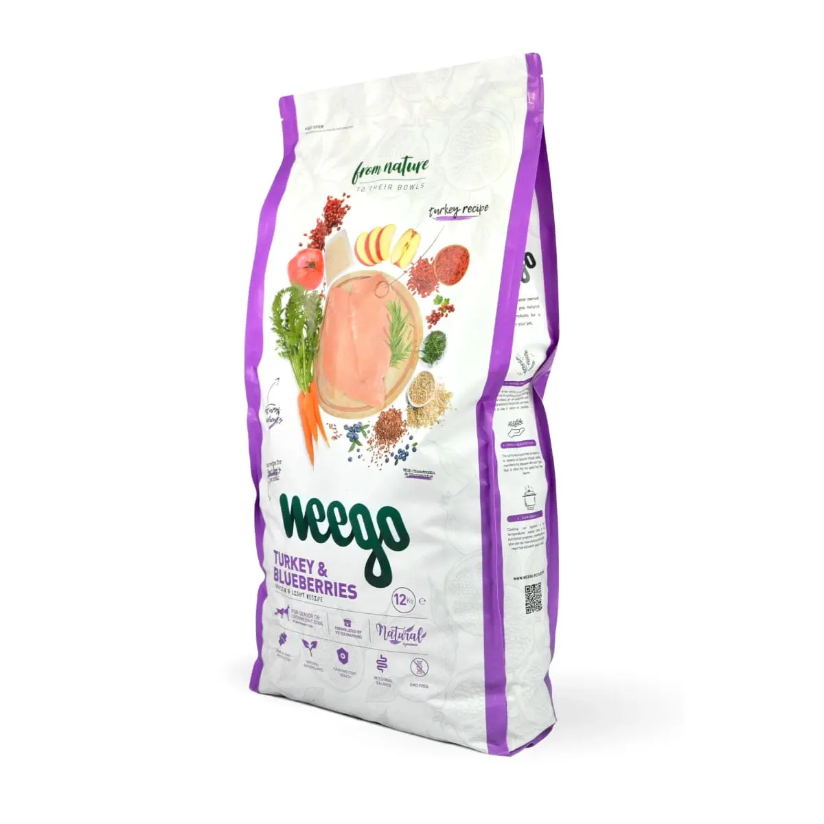 WEEGO Senior & Light Recipe, XS-XL, Curcan si afine, hrana uscata caini senior, obezitate, 12kg - Image 2