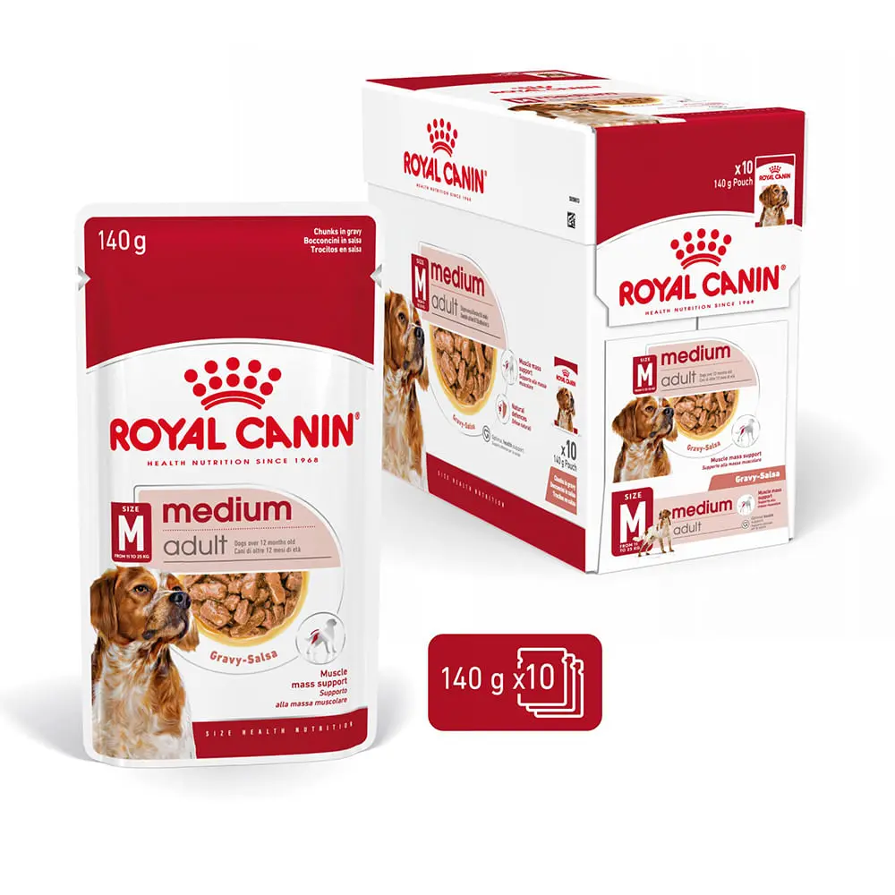 ROYAL CANIN Medium Adult hrana umeda caini (in sos), bax, 140g x 10buc