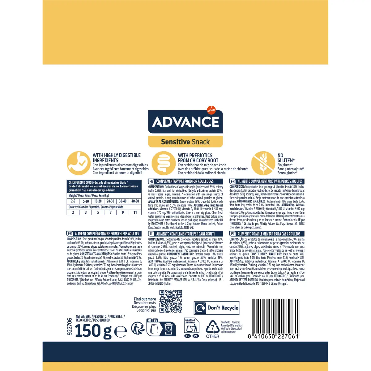 ADVANCE Sensitive Snack, XS-XL, Somon, hrana uscata caini, sistem digestiv, 150g - Image 4
