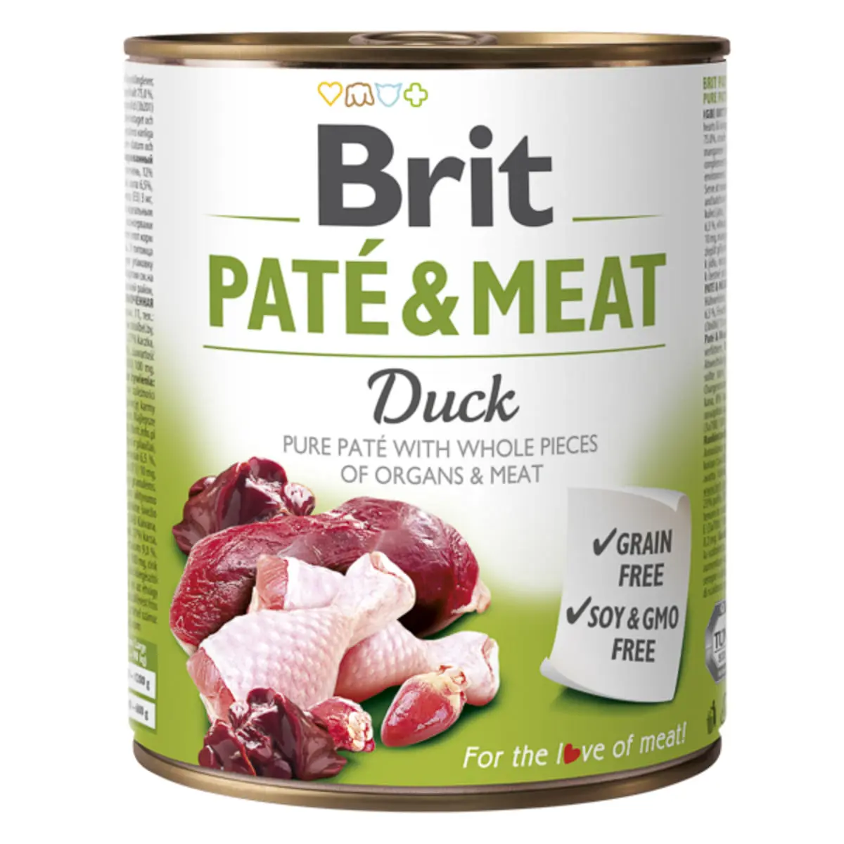 BRIT Pate & Meat, Rata, conserva hrana umeda fara cereale caini, (pate cu bucati de carne), 800g