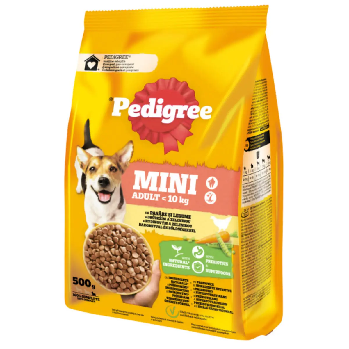 PEDIGREE Mini Adult, XS-S, Pasare si Legume, hrana uscata caini, 500g