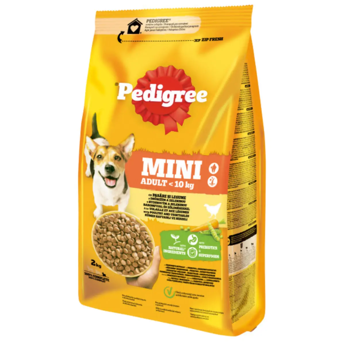 PEDIGREE Mini Adult, XS-S, Pasare si Legume, hrana uscata caini, 2kg