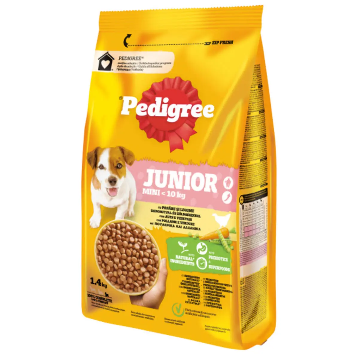 PEDIGREE Junior Mini, XS-S, Pasare si Legume, hrana uscata caini junior, 1.4kg