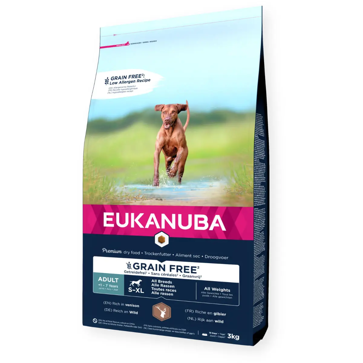 EUKANUBA Grain Free Adult All Breeds, XS-XL, Vanat, hrana uscata fara cereale caini, 12kg - Image 2
