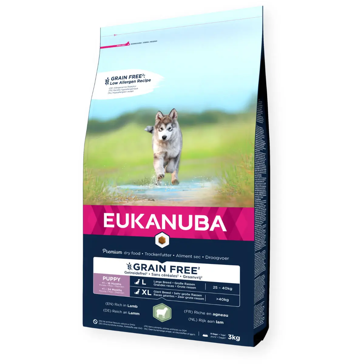 EUKANUBA Grain Free Puppy Large Breed, L-XL, Miel, hrana uscata fara cereale caini junior, 12kg