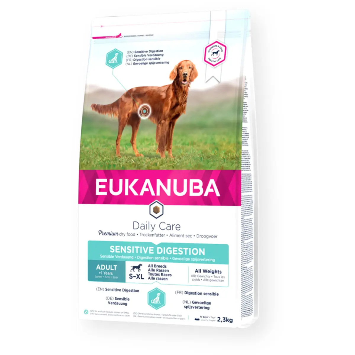 EUKANUBA Daily Care Sensitive Digestion, S-XL, Pui, hrana uscata caini, sistem digestiv, 12kg