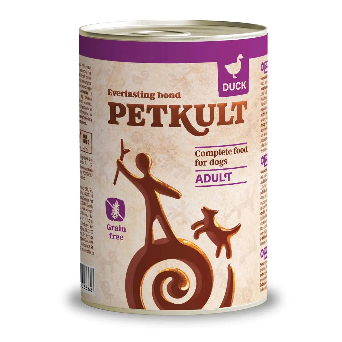 PETKULT Grain Free Adult, Rata, conserva hrana umeda fara cereale caini, 400g