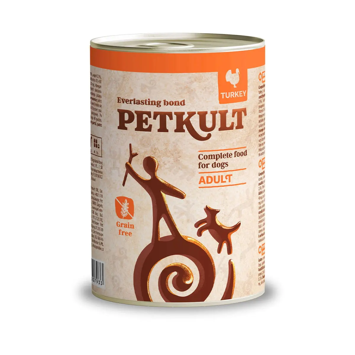 PETKULT Grain Free Adult, Curcan, conserva hrana umeda fara cereale caini, 800g