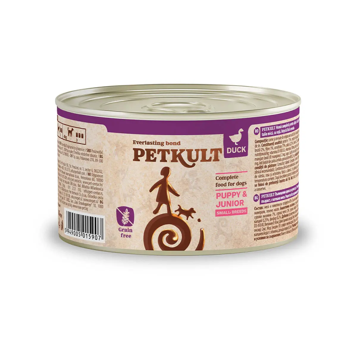 PETKULT Grain Free Mini Junior, Rata, conserva hrana umeda fara cereale caini junior, 185g - Image 2