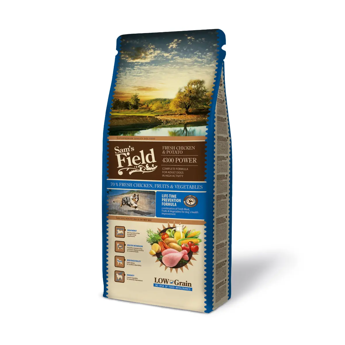 SAM'S FIELD Fresh 4300 power, XS-XL, Pui si Cartofi, hrana uscata continut redus cereale caini, activitate intensa, 13kg - Image 2