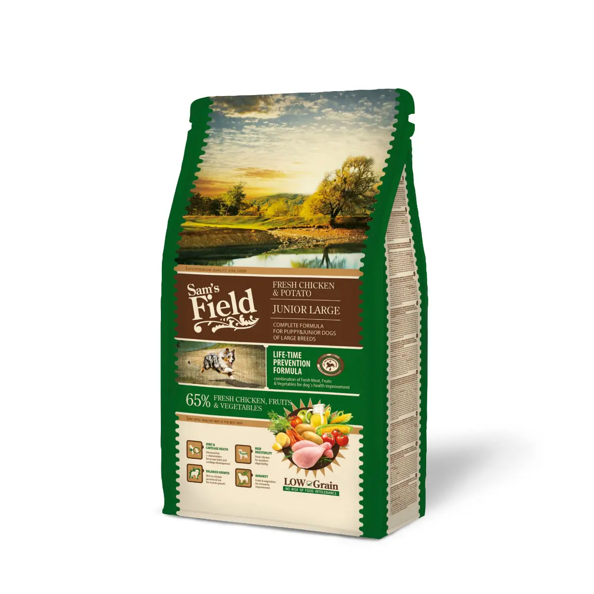 SAM'S FIELD Fresh Junior Large Breed, L-XL, Pui si Cartofi, hrana uscata continut redus cereale caini junior, 2.5kg - Image 2