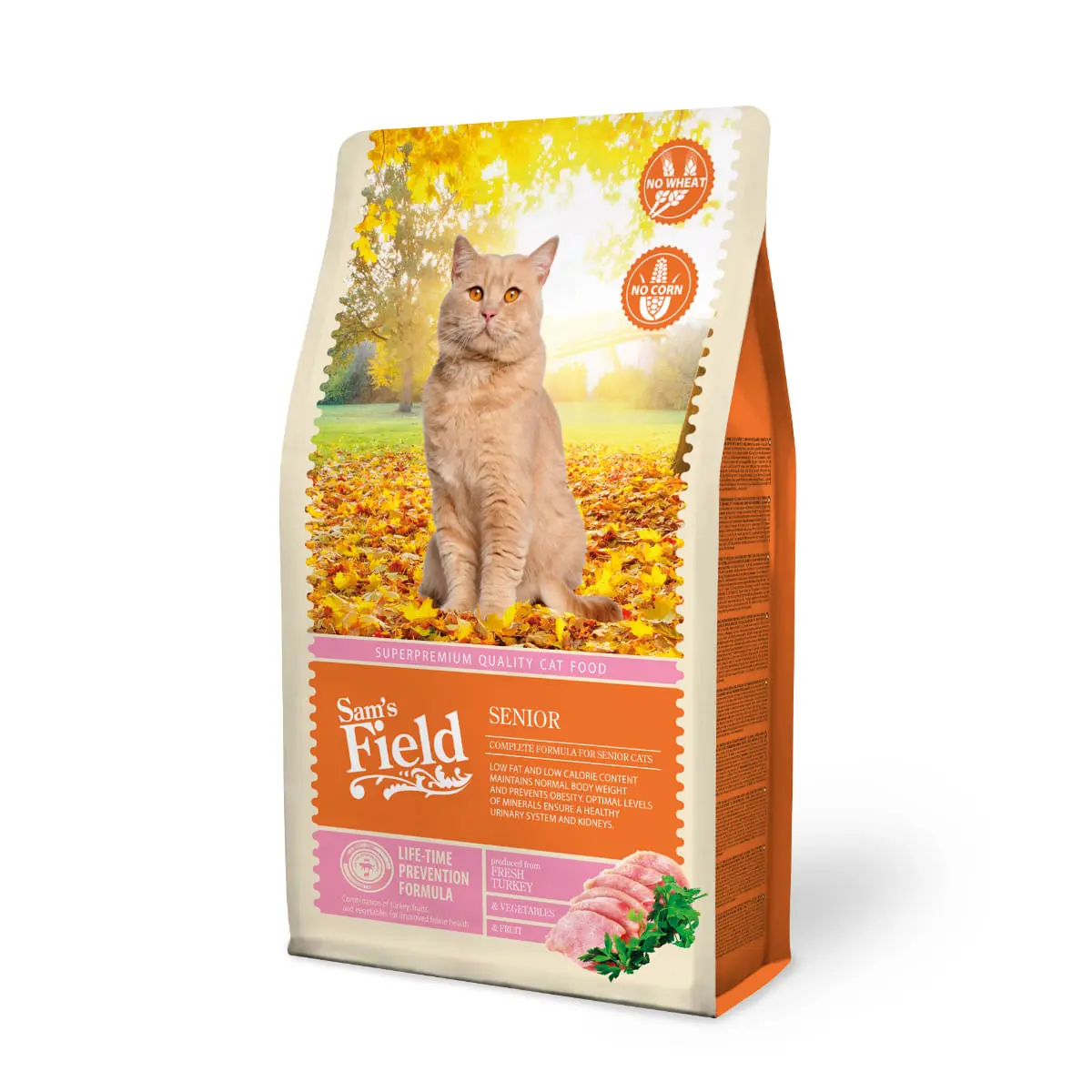 SAM'S FIELD Senior, Curcan, hrana uscata pisici senior, 2.5kg - Image 2