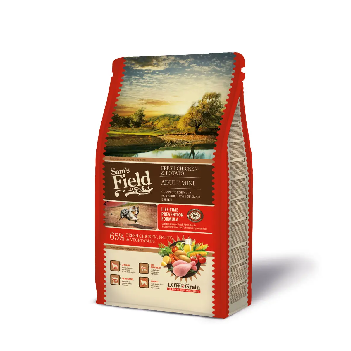 SAM'S FIELD Fresh Adult Mini, XS-S, Pui si Cartofi, hrana uscata continut redus cereale caini, 2.5kg
